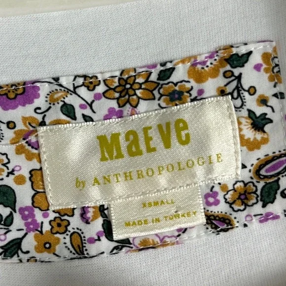 Anthropologie Maeve‎ Curran White Long Sleeve Top Womens Size XS Faux Wrap Boho - Picture 5 of 16